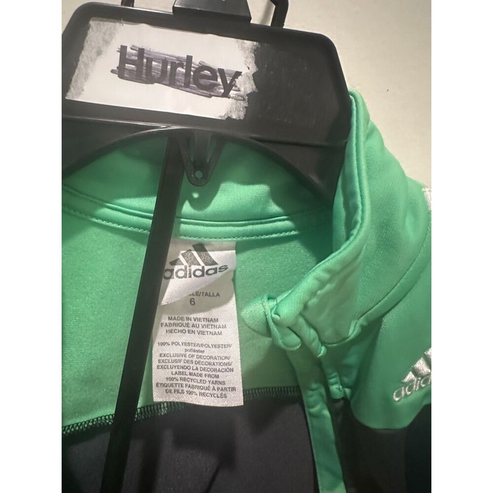 Adidas Unisex 2 Piece Tracksuit - Green, White & Black Size 6 - Picture 12 of 12